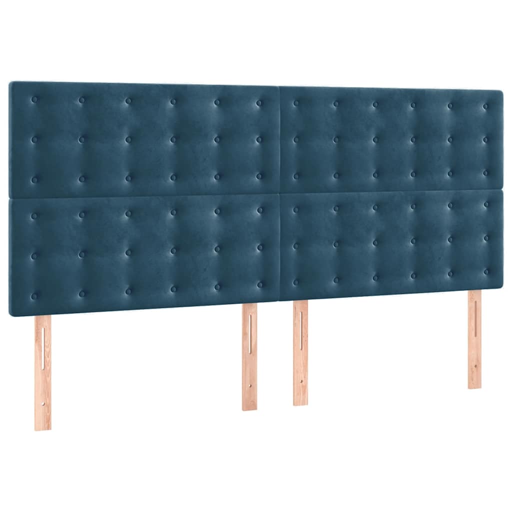 Krevet s oprugama i madracem tamnoplavi 160x200 cm baršunasti