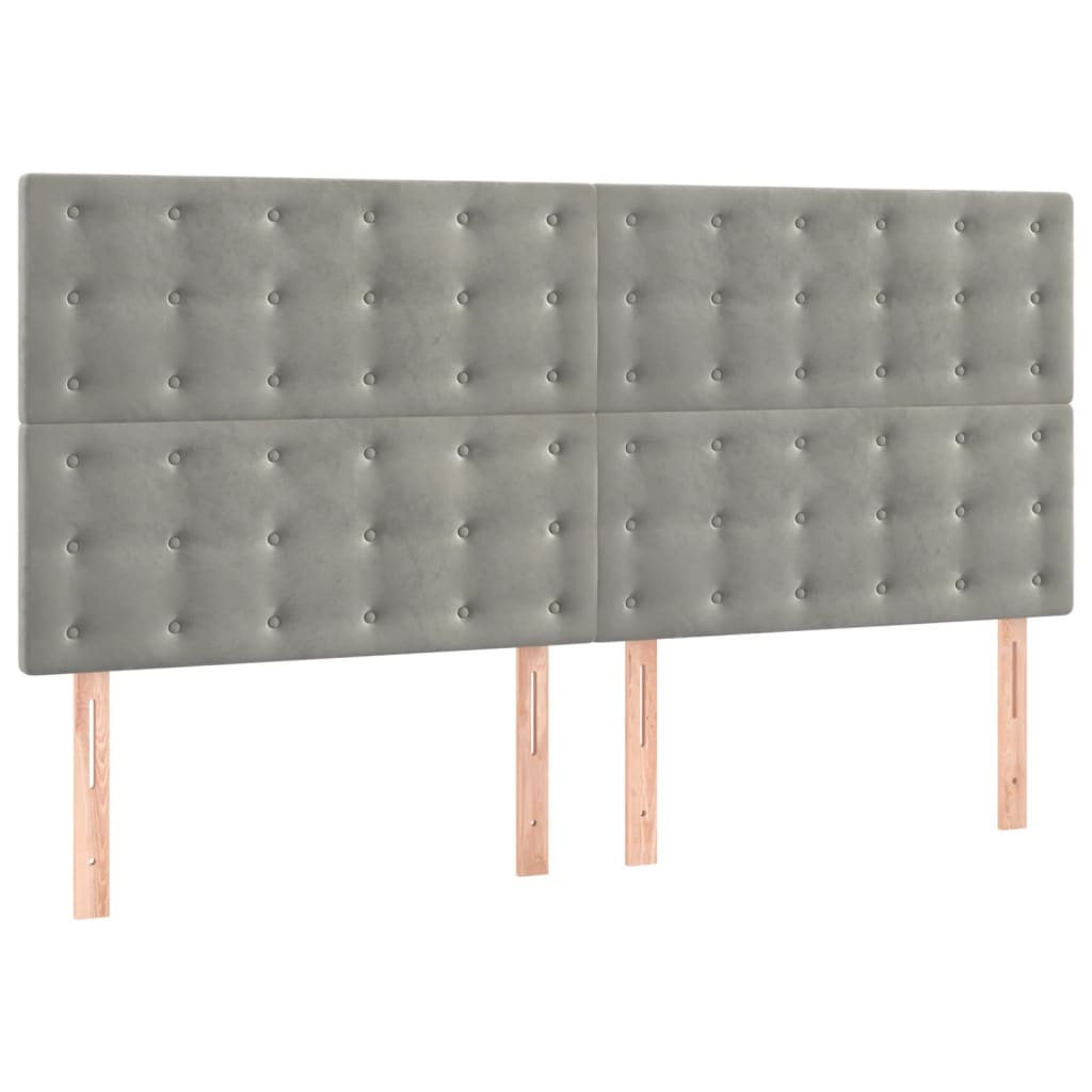 Krevet s oprugama i madracem svjetlosivi 200x200 cm baršunasti