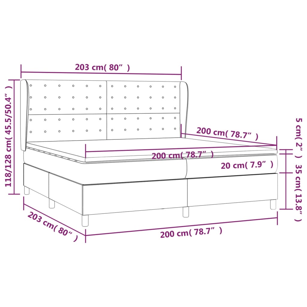 Krevet s oprugama i madracem svjetlosivi 200x200 cm baršunasti