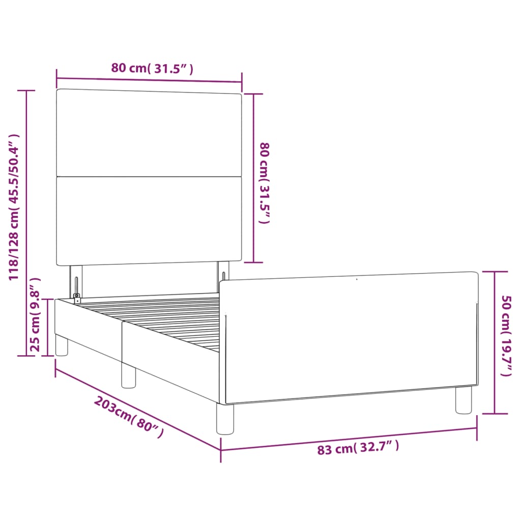 Okvir za krevet bez madraca smeđesivi 80x200cm od tkanine