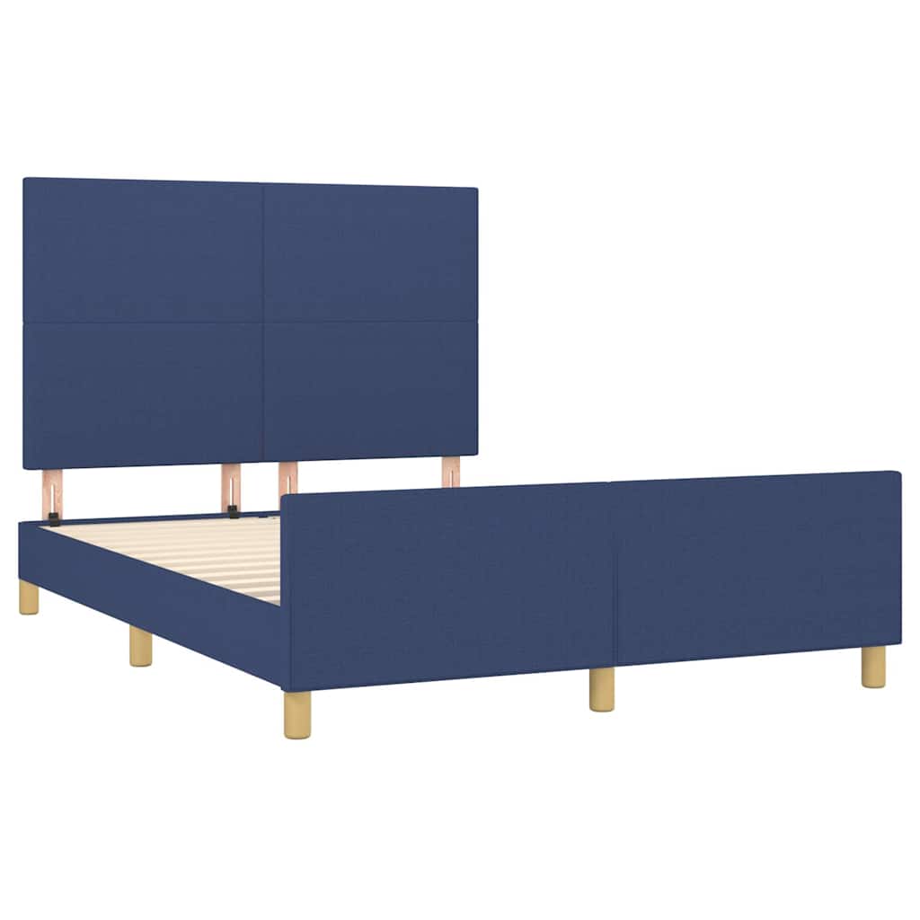 Okvir za krevet bez madraca plavi 140 x 190 cm od tkanine