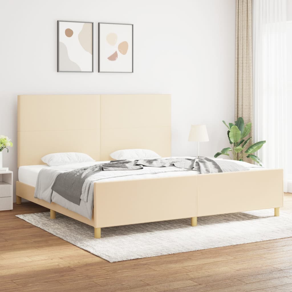 Okvir za krevet bez madraca krem 200x200 cm od tkanine