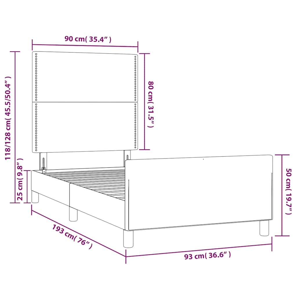 Okvir za krevet bez madraca crni 90x190cm od tkanine