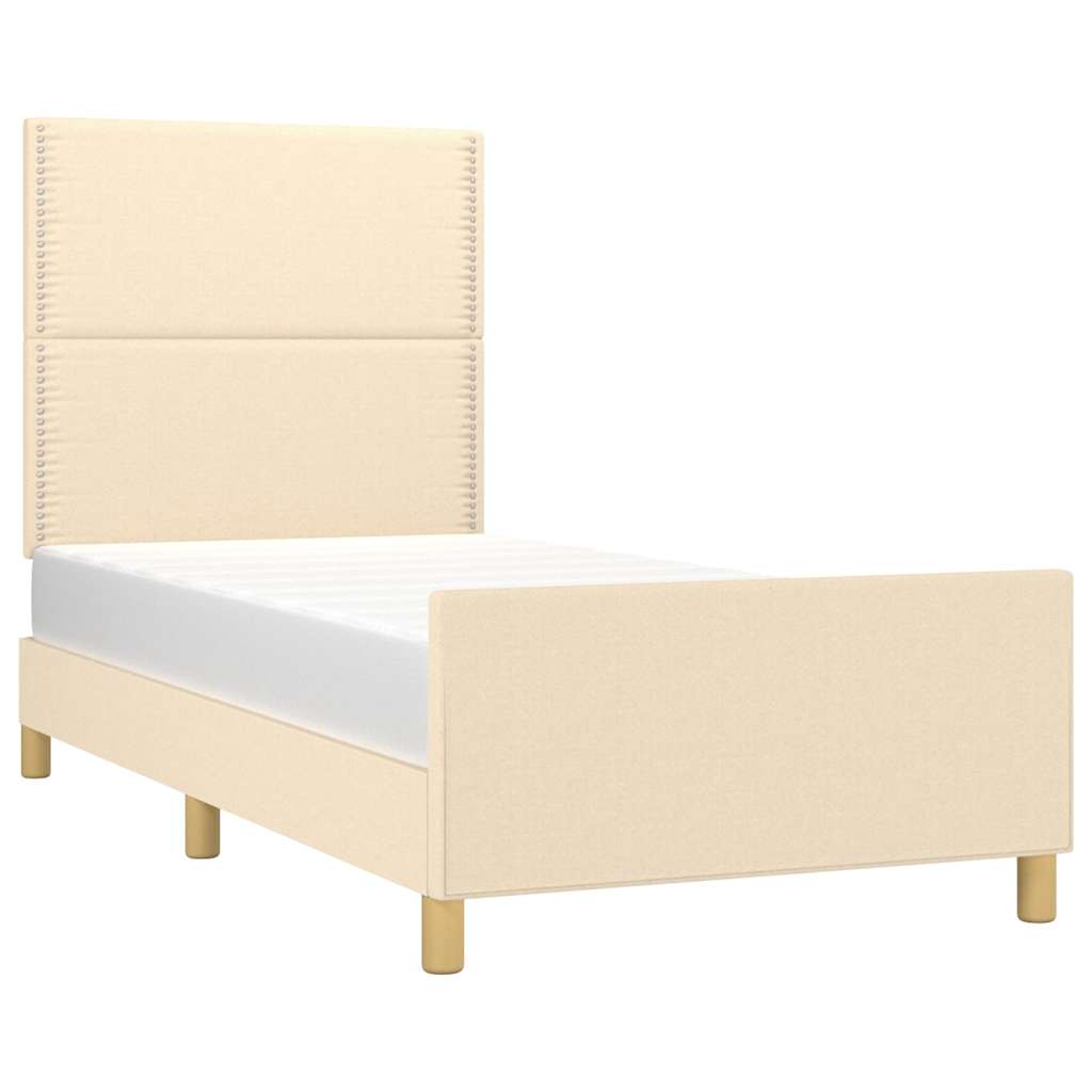 Okvir za krevet bez madraca krem 90x200cm od tkanine