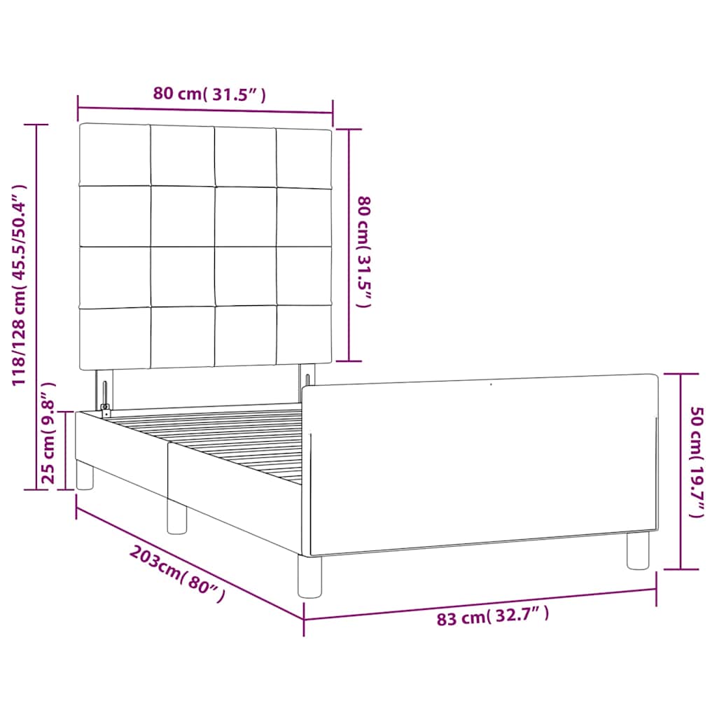 Okvir za krevet bez madraca plava 80x200cm od tkanine