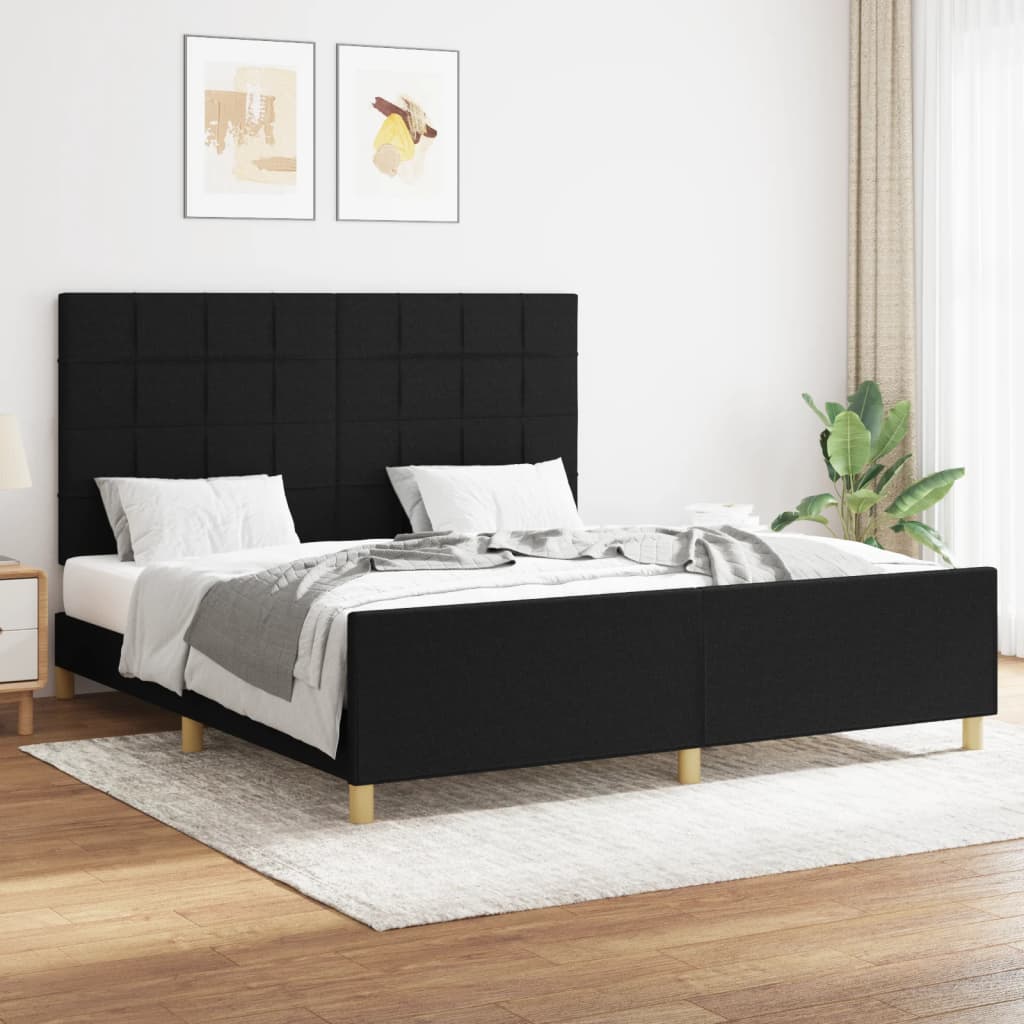 Okvir za krevet bez madraca crni 160x200 cm od tkanine