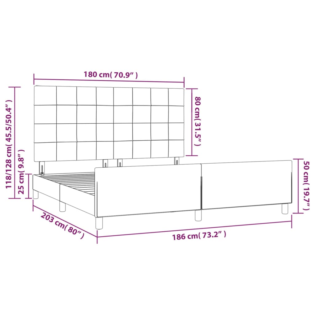 Okvir za krevet bez madraca krem 180 x 200 cm od tkanine
