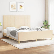 Okvir za krevet bez madraca krem 180 x 200 cm od tkanine
