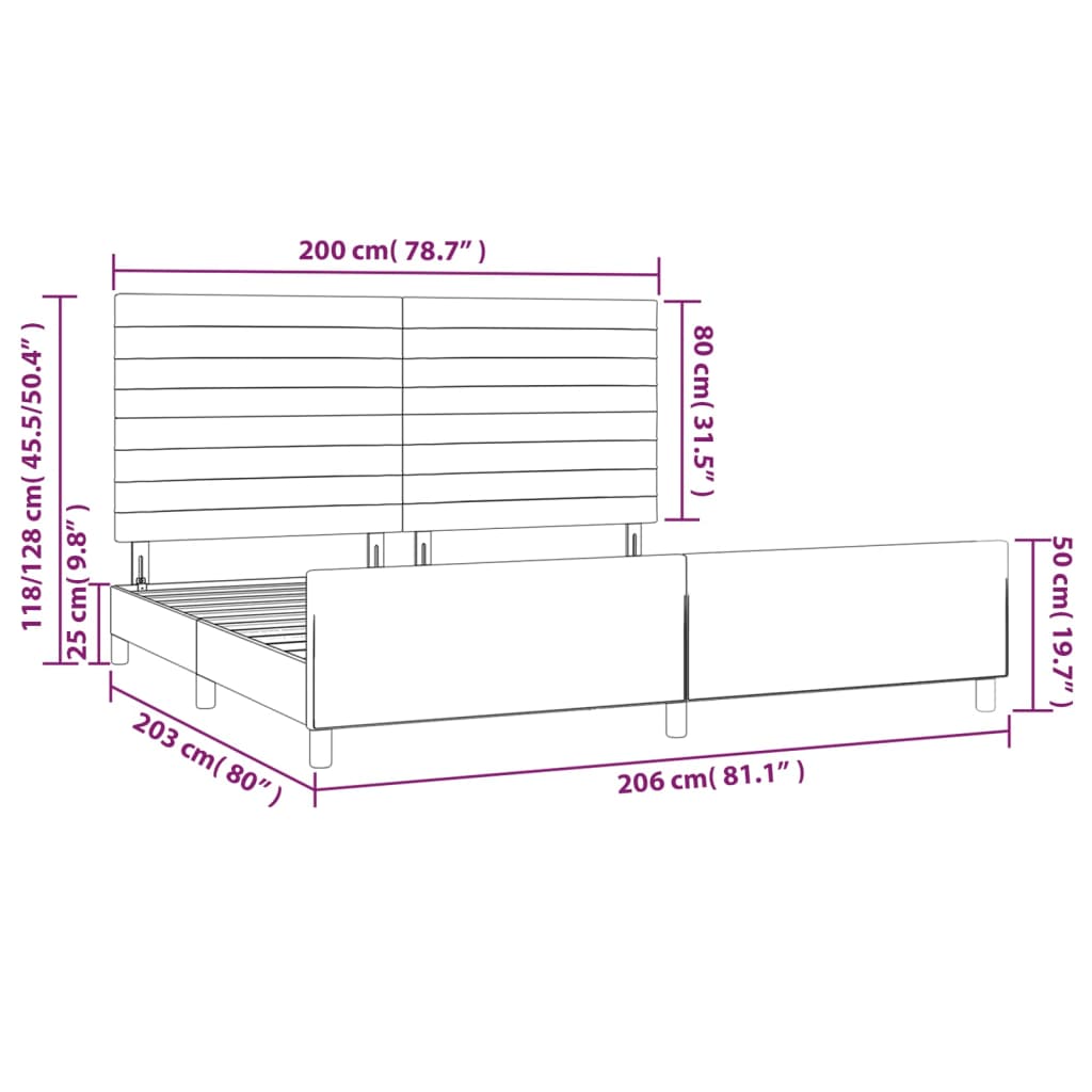 Okvir za krevet bez madraca krem 200x200 cm od tkanine