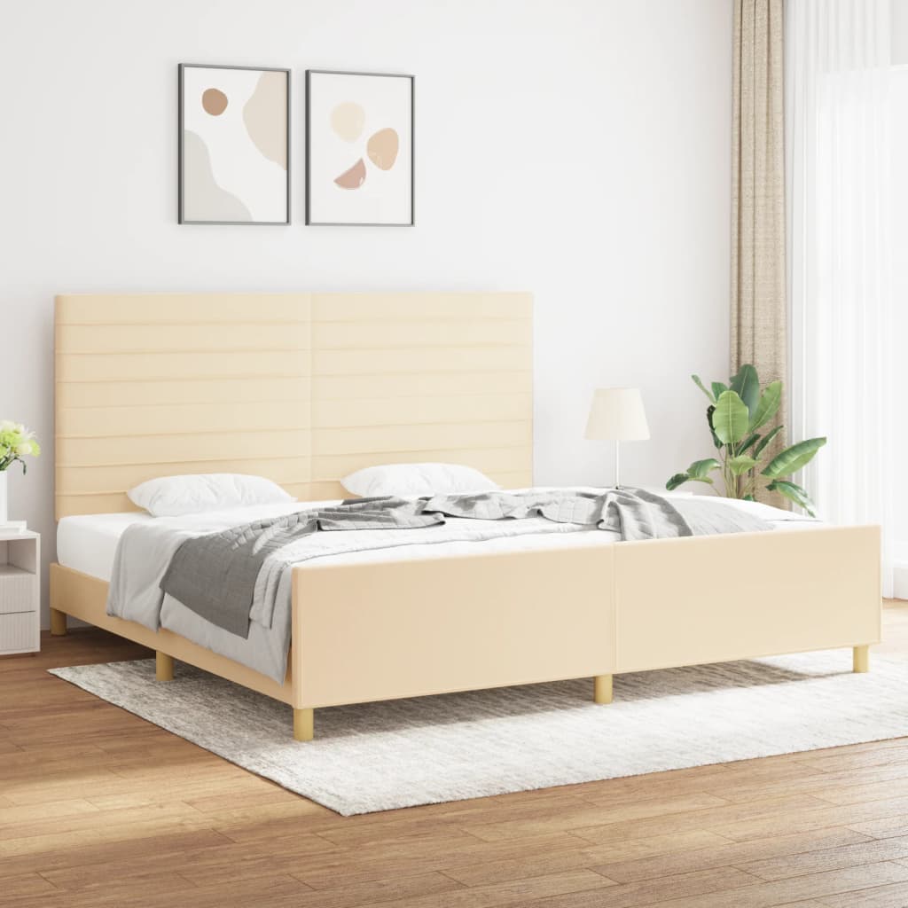 Okvir za krevet bez madraca krem 200x200 cm od tkanine