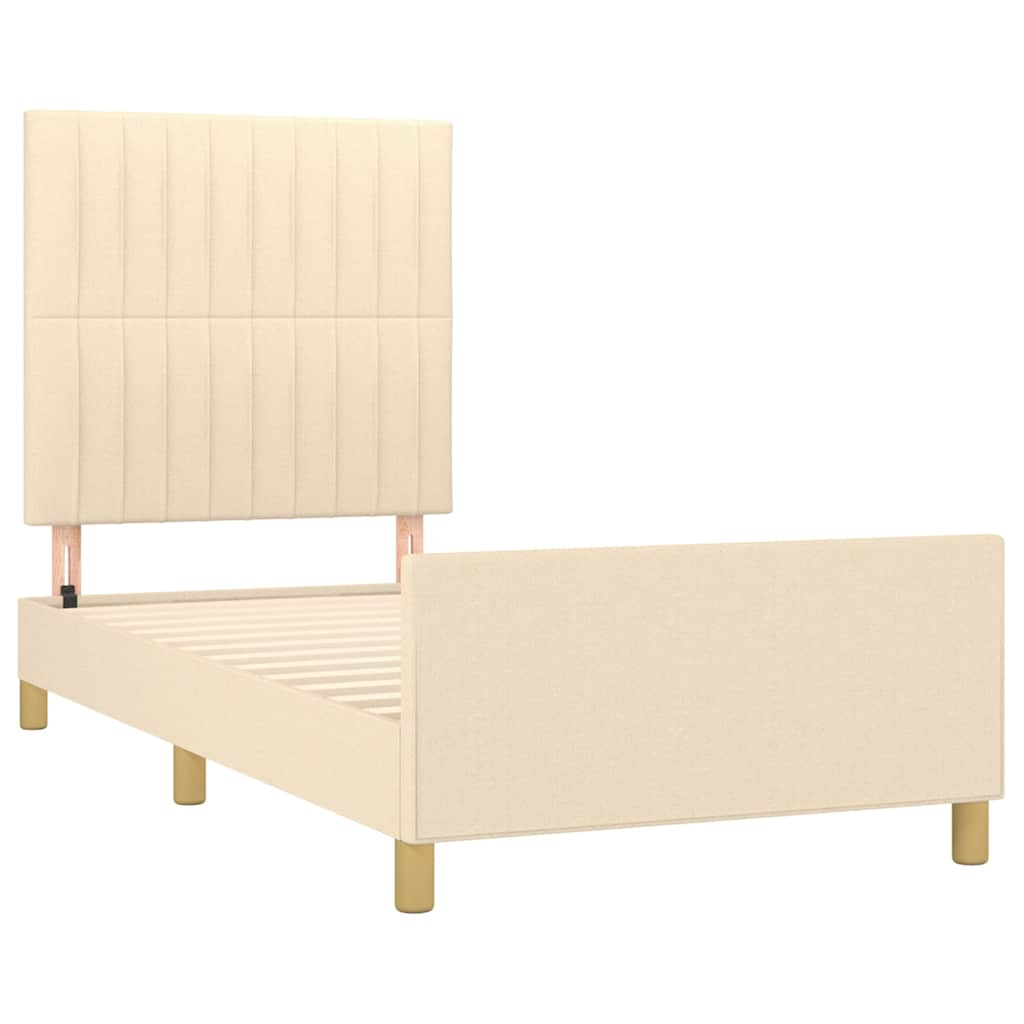 Okvir za krevet bez madraca krem 90x200cm od tkanine