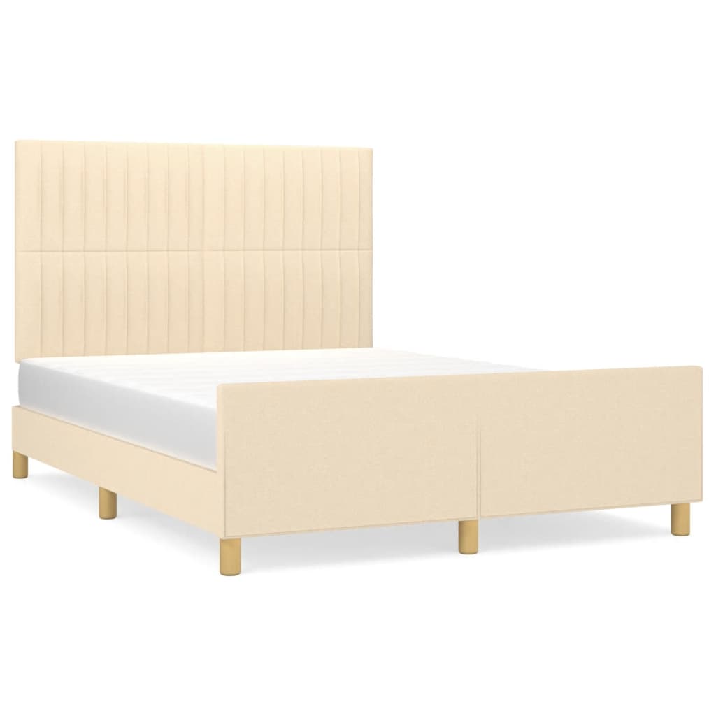 Okvir za krevet bez madraca krem 140 x 190 cm od tkanine