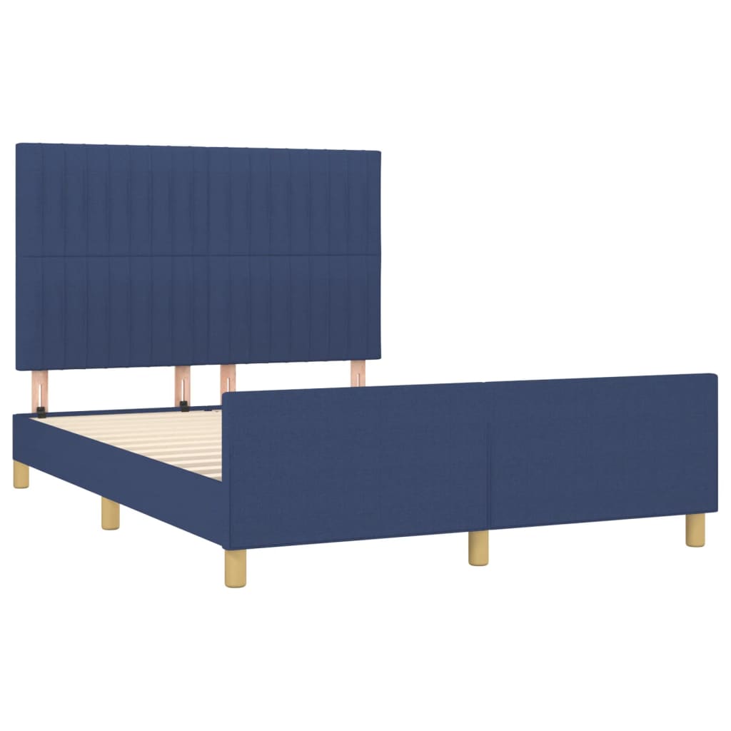 Okvir za krevet bez madraca plavi 140 x 200 cm od tkanine