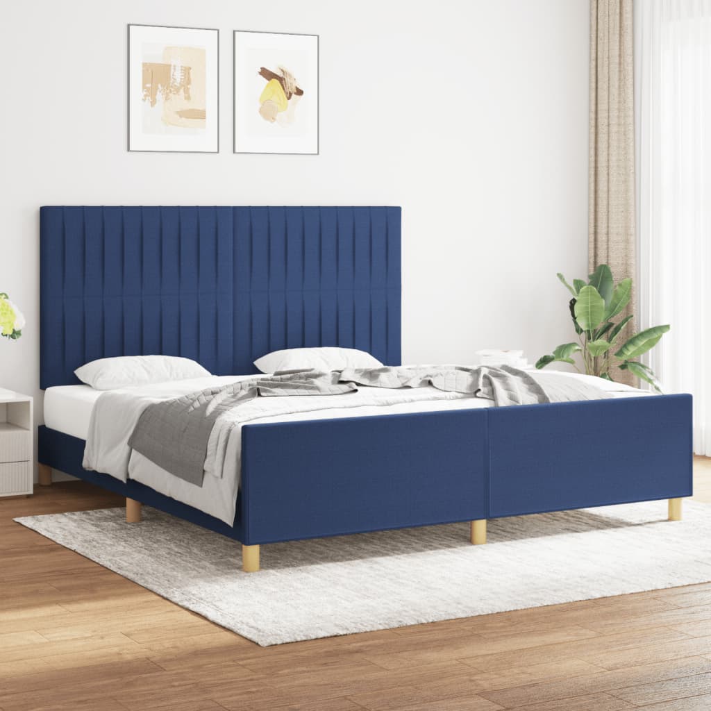 Okvir za krevet bez madraca plavi 180x200 cm od tkanine