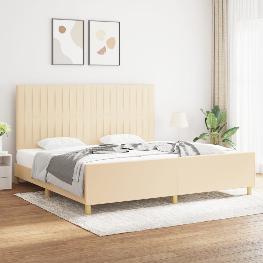 Okvir za krevet bez madraca krem 200x200 cm od tkanine