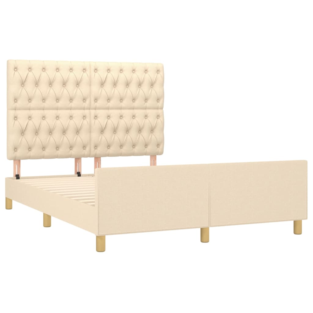 Okvir za krevet bez madraca krem 140 x 190 cm od tkanine
