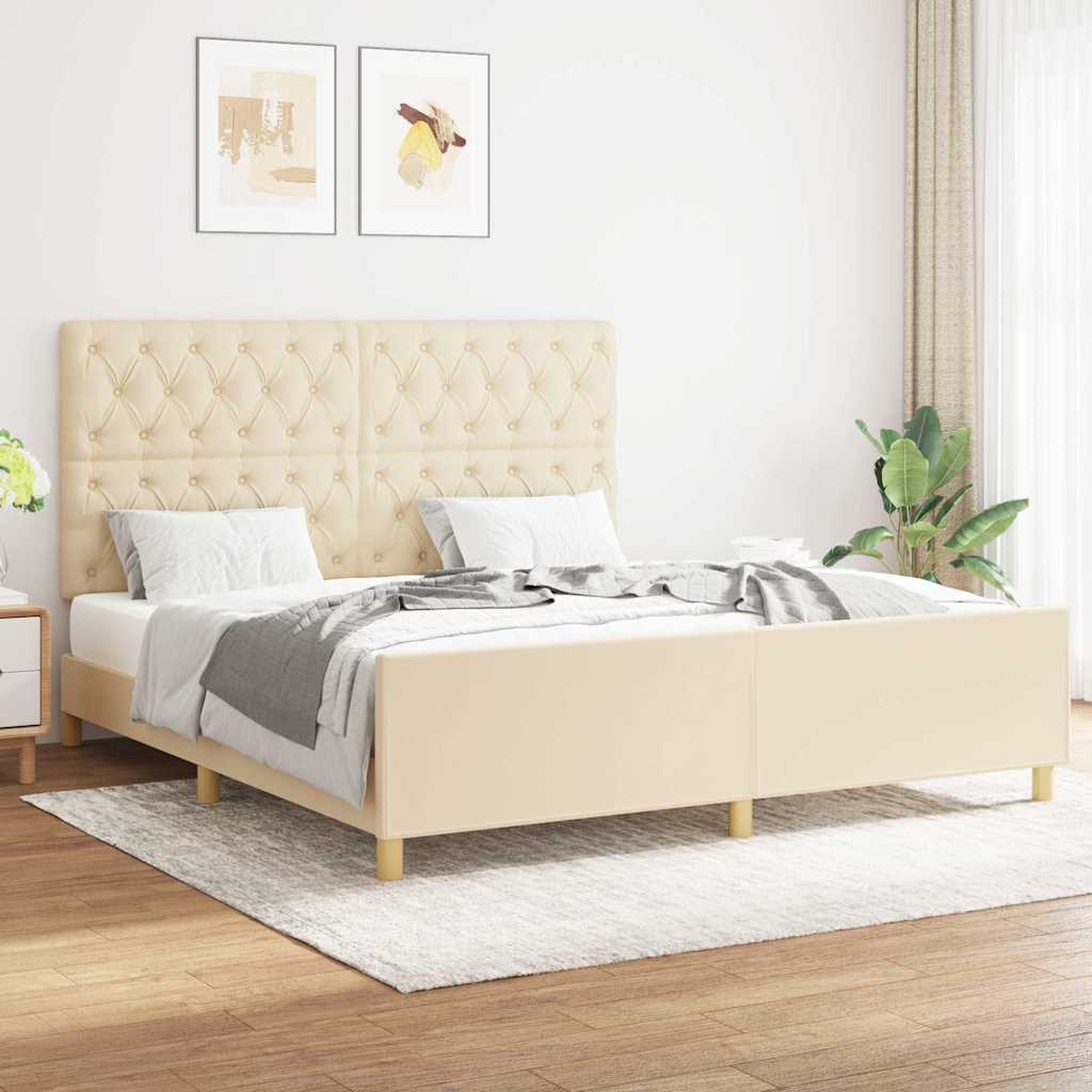 Okvir za krevet bez madraca krem 160x200 cm od tkanine