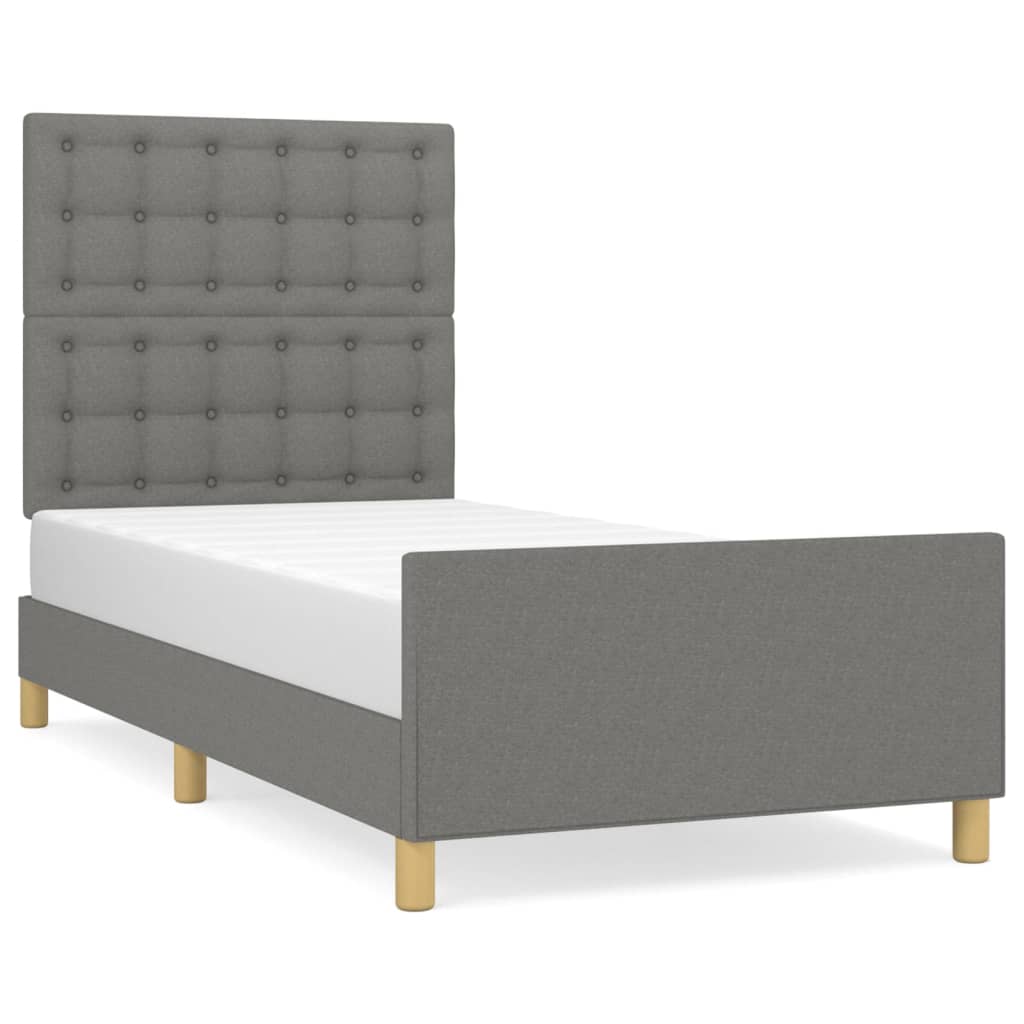 Okvir za krevet s uzglavljem tamnosivi 80x200 cm od tkanine
