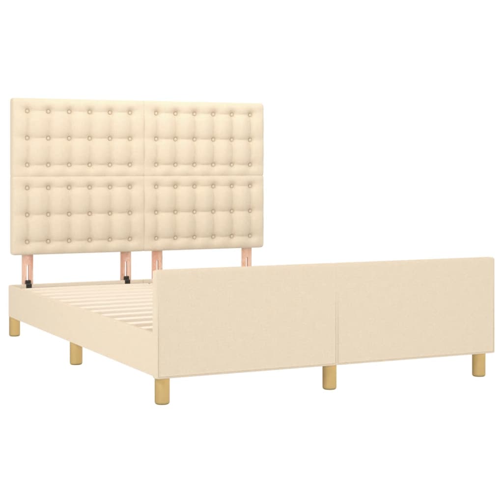 Okvir za krevet bez madraca krem 140 x 190 cm od tkanine