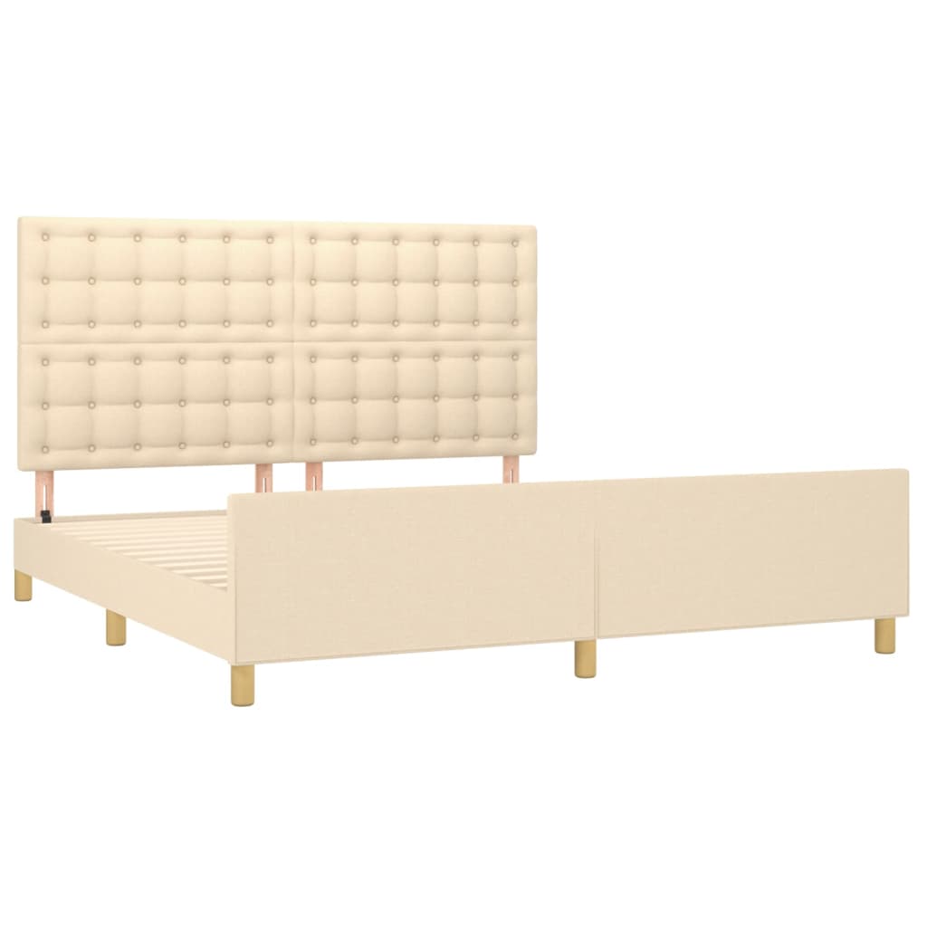 Okvir za krevet s uzglavljem krem 180 x 200 cm od tkanine