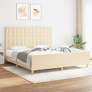 Okvir za krevet s uzglavljem krem 180 x 200 cm od tkanine