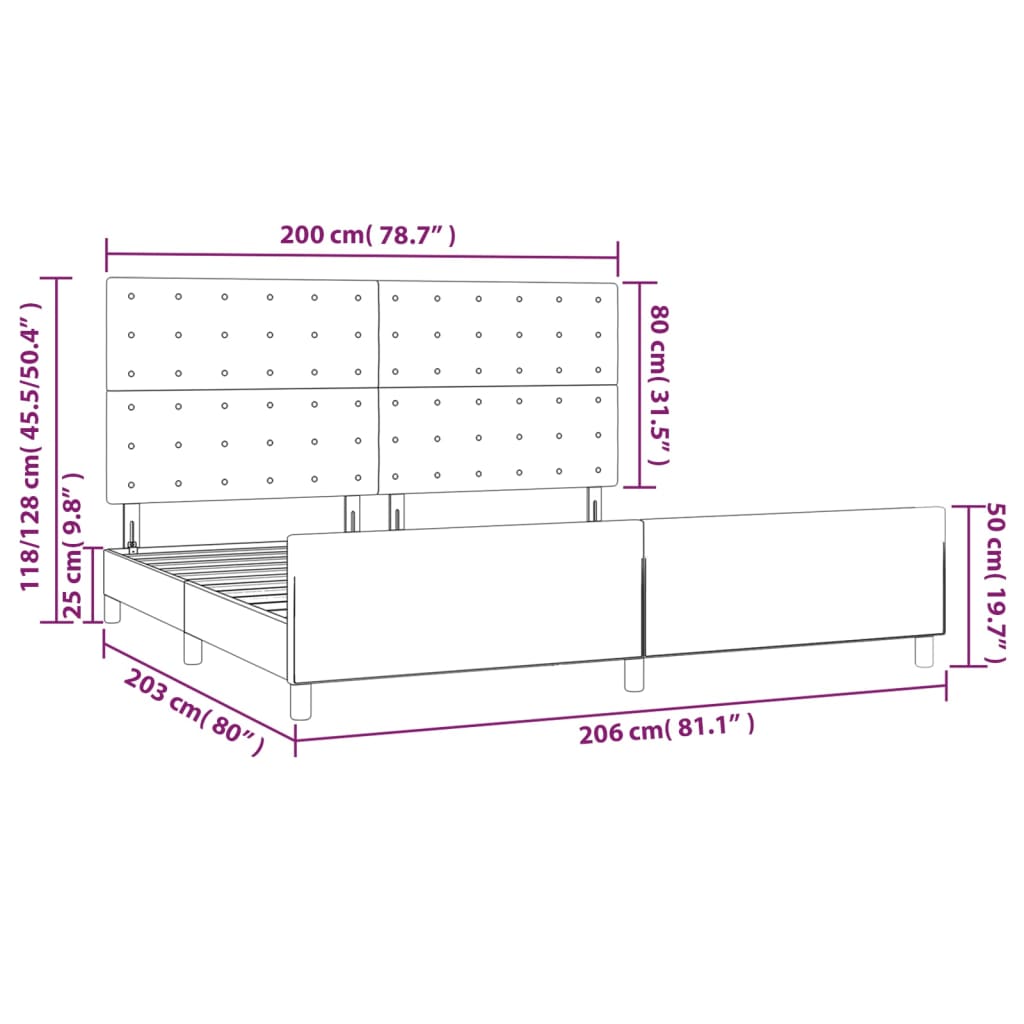 Okvir za krevet bez madraca smeđesivi 200x200 cm od tkanine