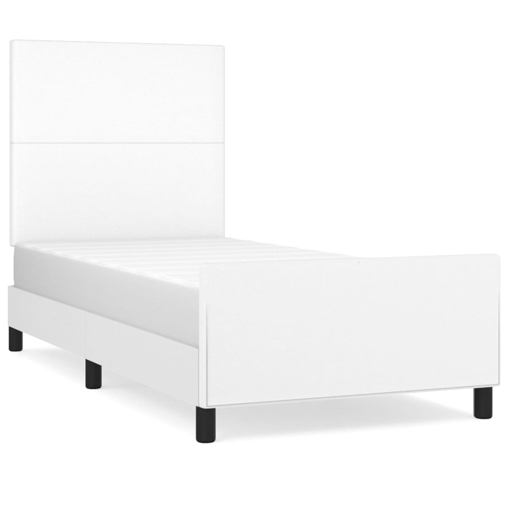 Okvir za krevet s uzglavljem bijeli 90x190 cm od umjetne kože