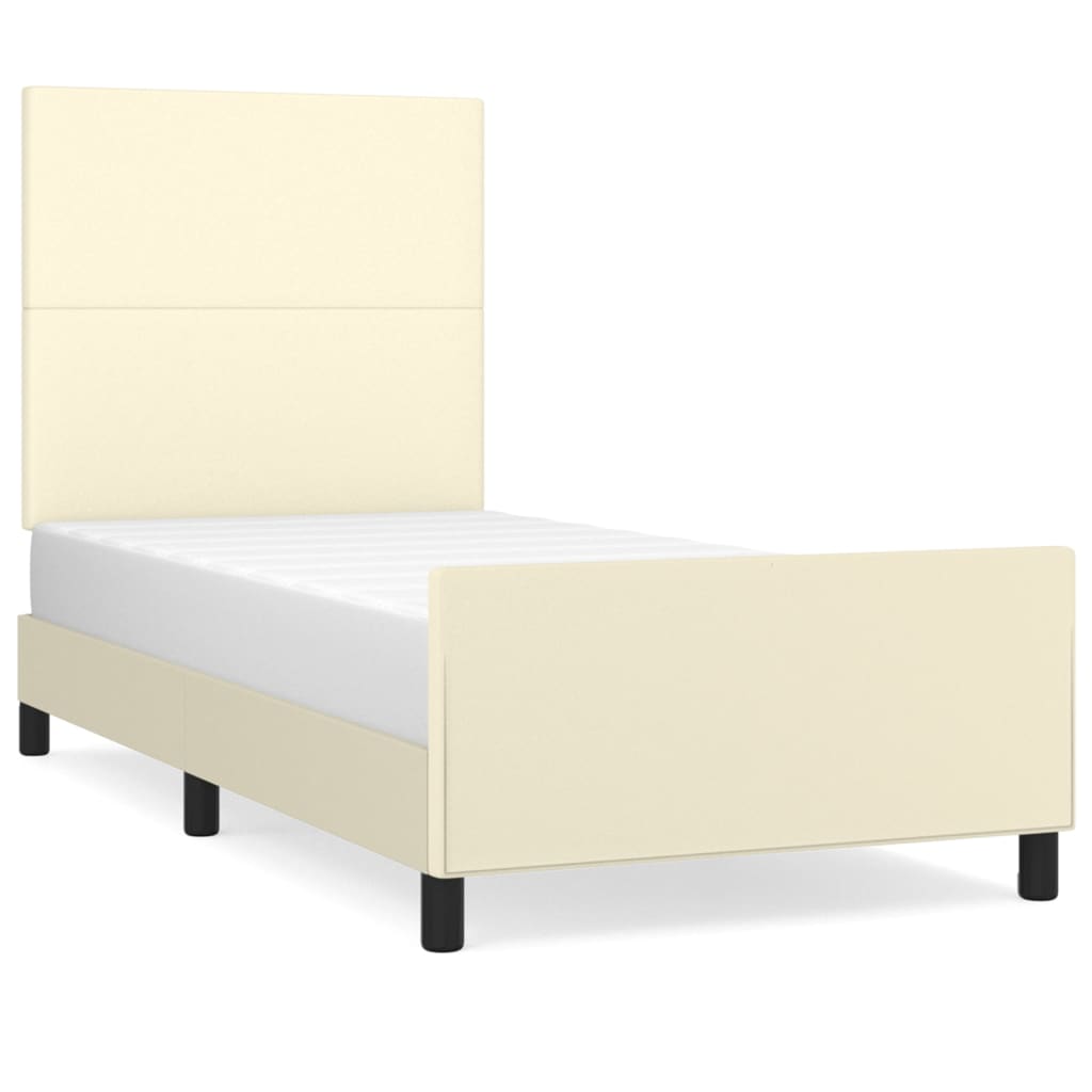 Okvir za krevet s uzglavljem krem 90x190 cm od umjetne kože