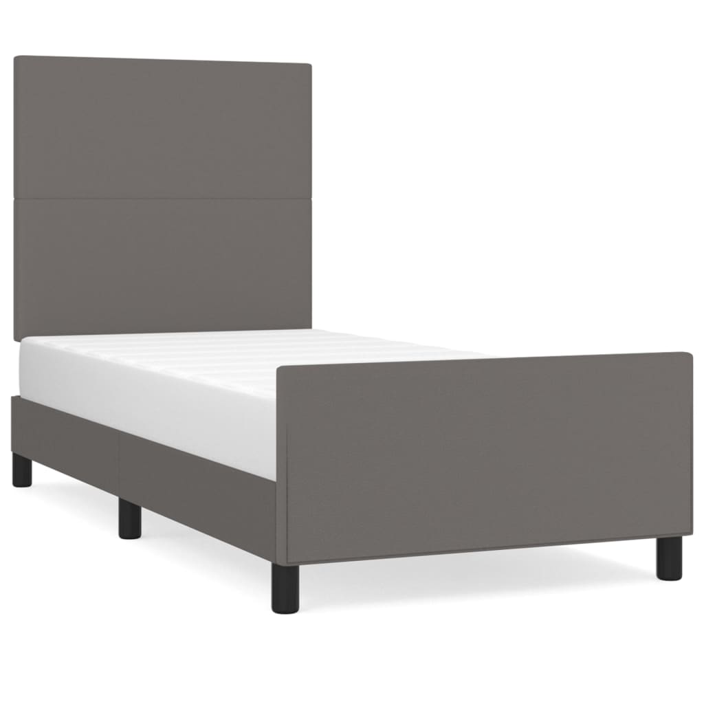 Okvir za krevet s uzglavljem sivi 100x200 cm od umjetne kože