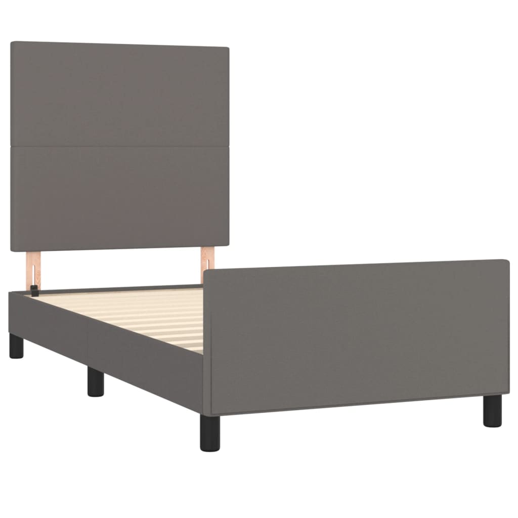 Okvir za krevet s uzglavljem sivi 100x200 cm od umjetne kože