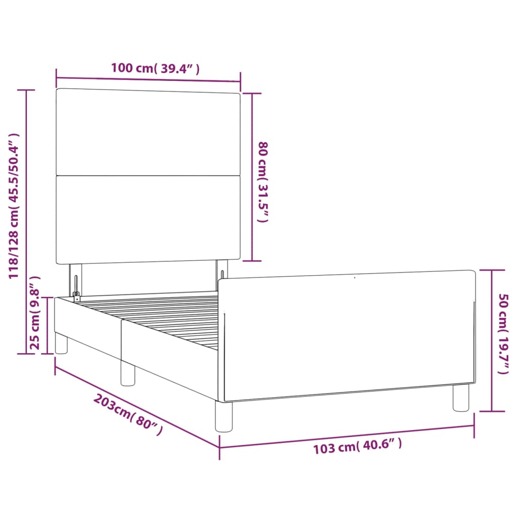 Okvir za krevet boja cappuccina 100x200 cm umjetna koža