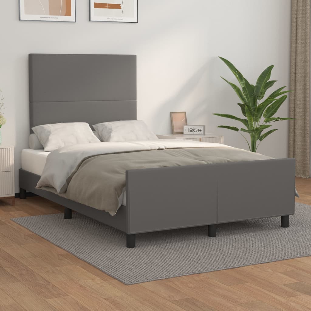Okvir za krevet s uzglavljem sivi 120x200 cm od umjetne kože