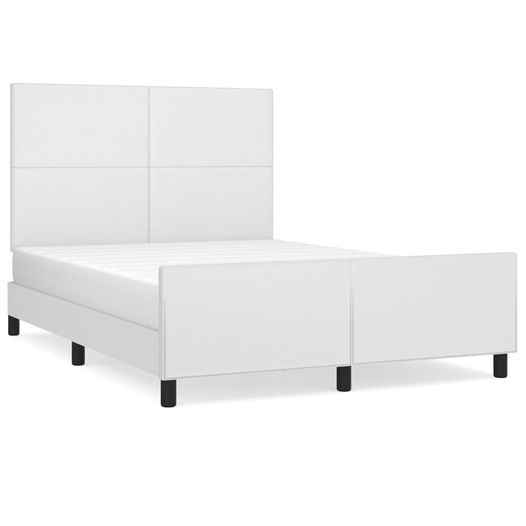 Okvir za krevet s uzglavljem bijeli 140x190 cm od umjetne kože