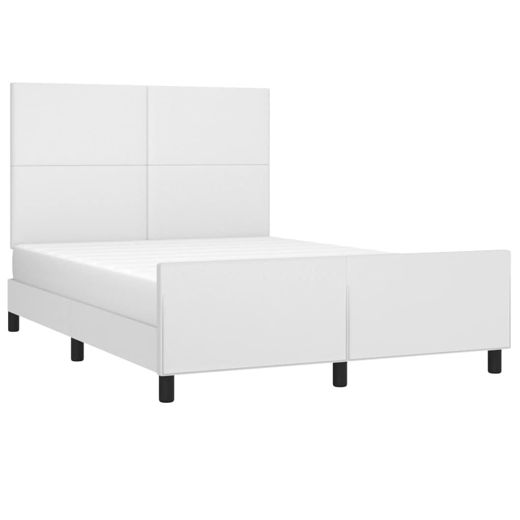 Okvir za krevet s uzglavljem bijeli 140x190 cm od umjetne kože