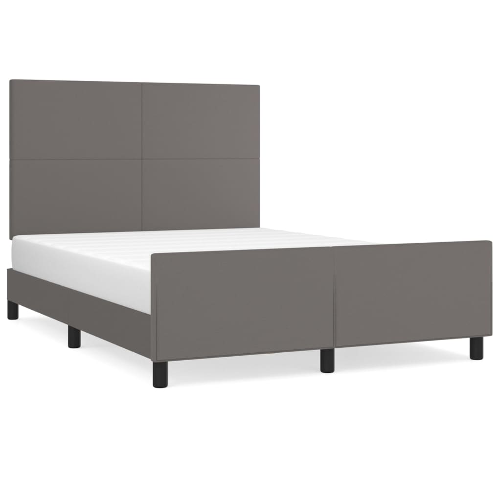 Okvir za krevet s uzglavljem sivi 140x190 cm od umjetne kože