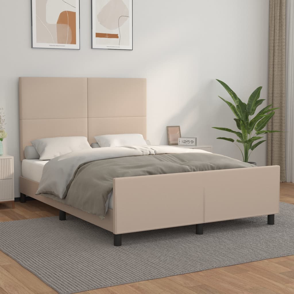 Okvir za krevet s uzglavljem cappuccino 140x190 cm umjetna koža