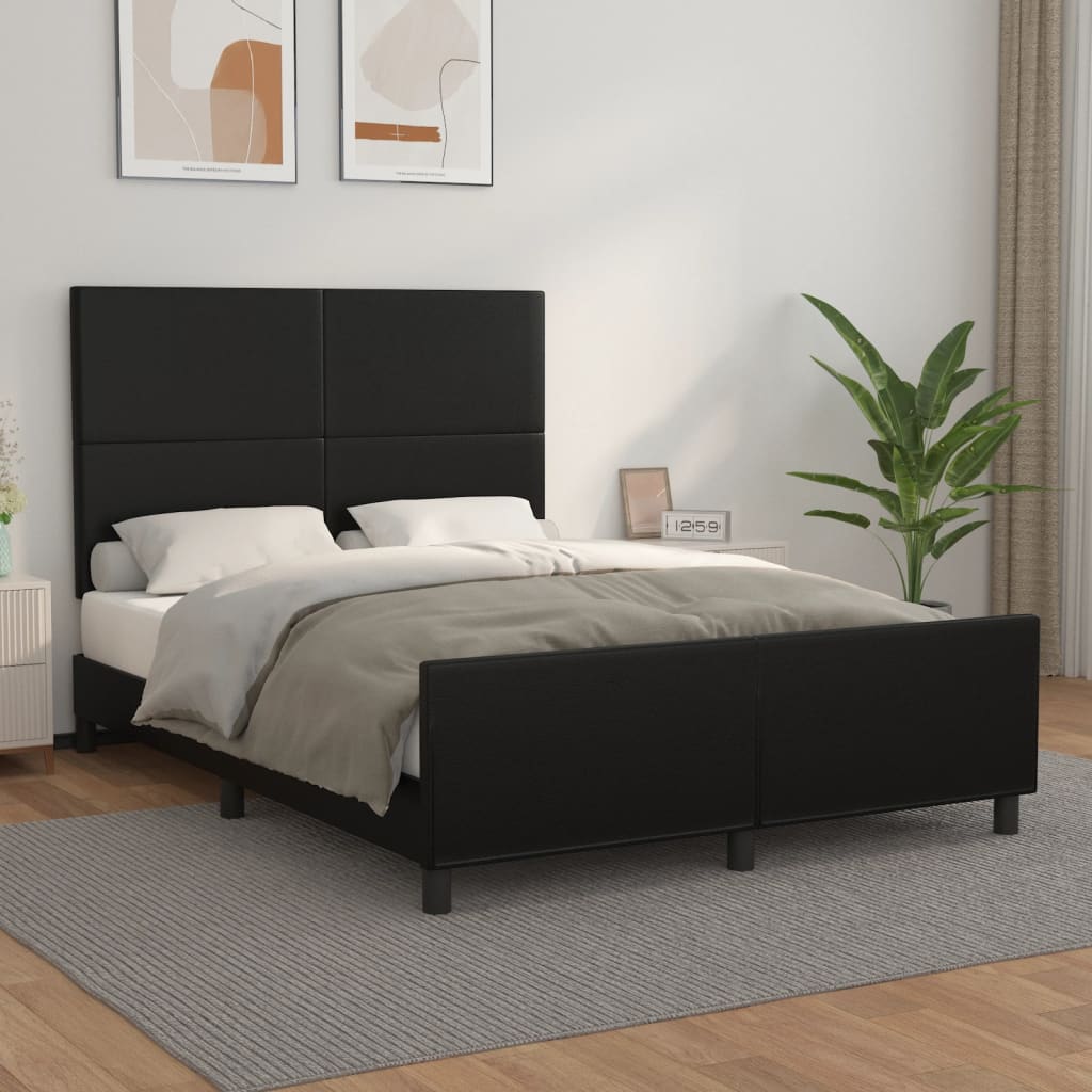 Okvir za krevet s uzglavljem crni 140x200 cm od umjetne kože
