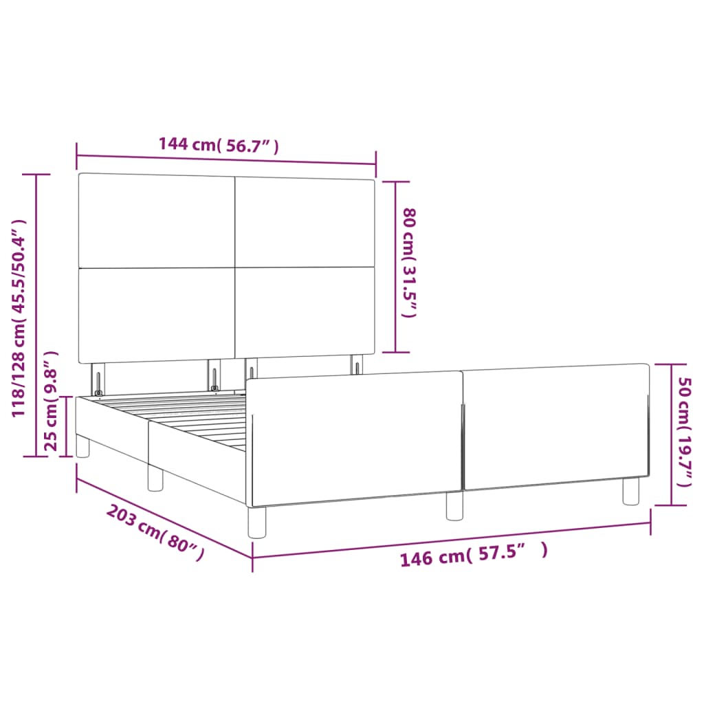 Okvir za krevet s uzglavljem bijeli 140x200 cm od umjetne kože