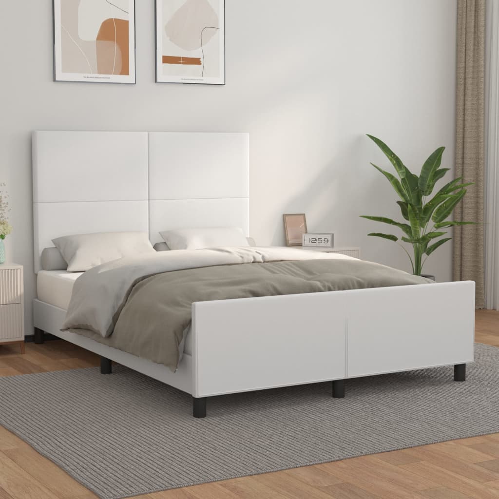 Okvir za krevet s uzglavljem bijeli 140x200 cm od umjetne kože