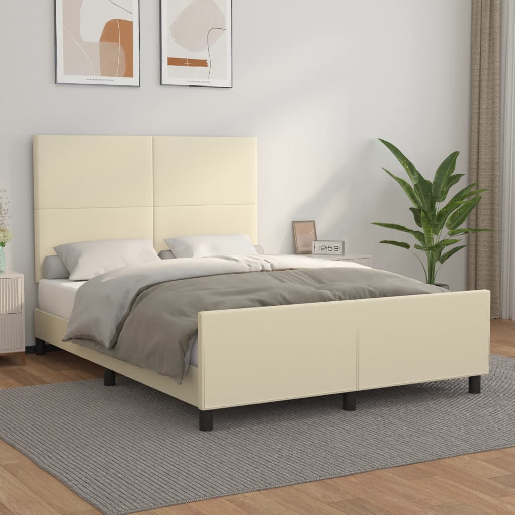 Okvir za krevet s uzglavljem krem 140x200 cm od umjetne kože