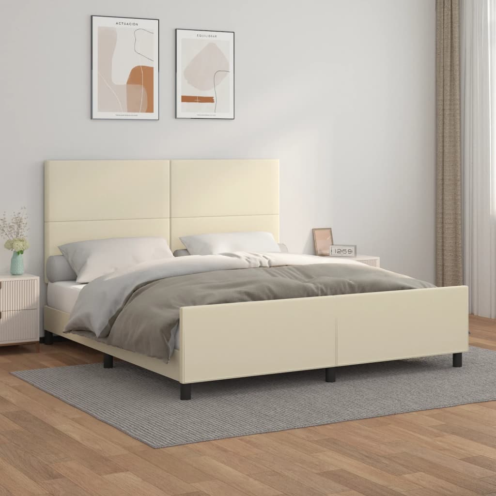 Okvir za krevet s uzglavljem krem 160x200 cm od umjetne kože