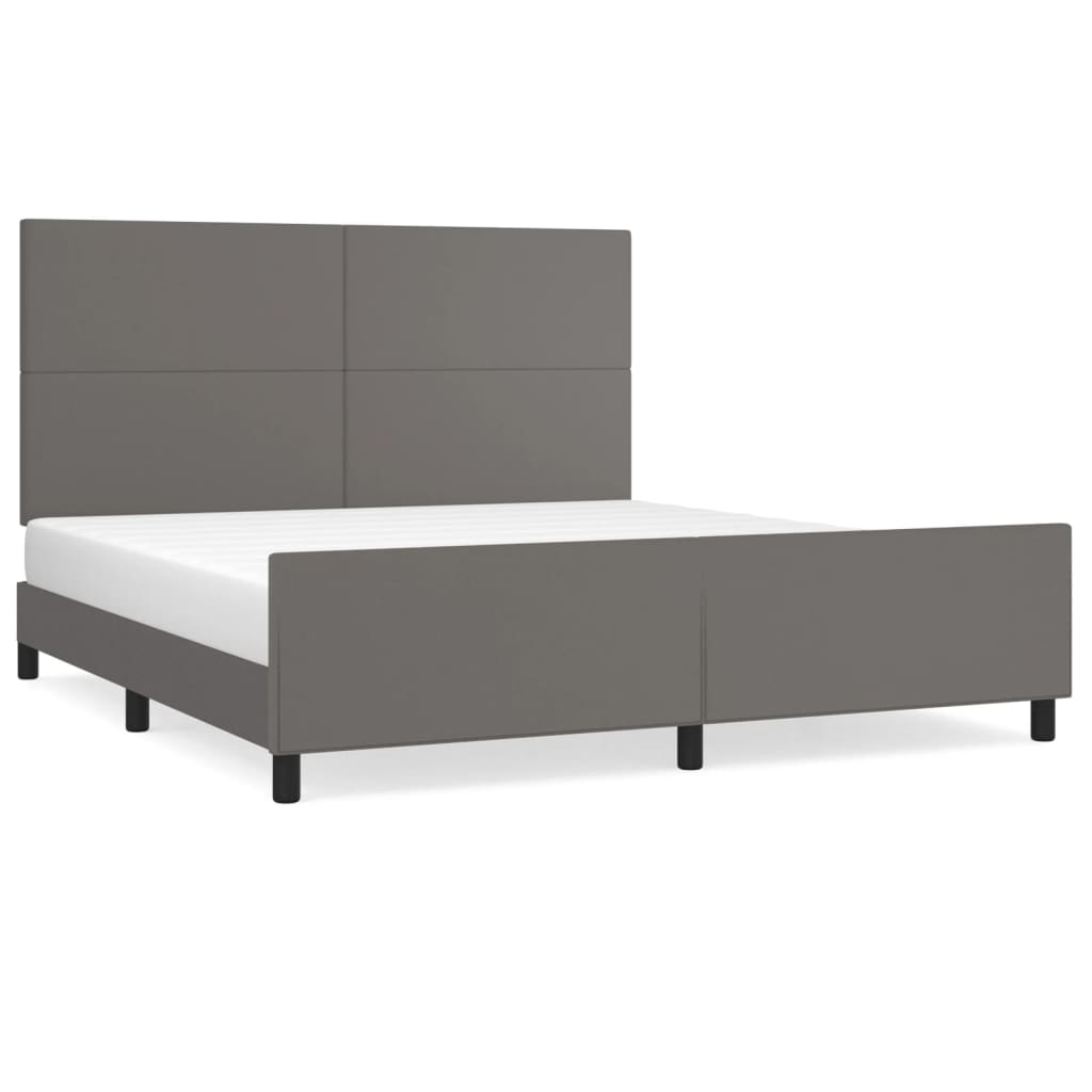 Okvir za krevet s uzglavljem sivi 160x200 cm od umjetne kože