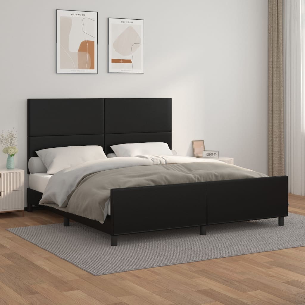 Okvir za krevet s uzglavljem crni 180x200 cm od umjetne kože