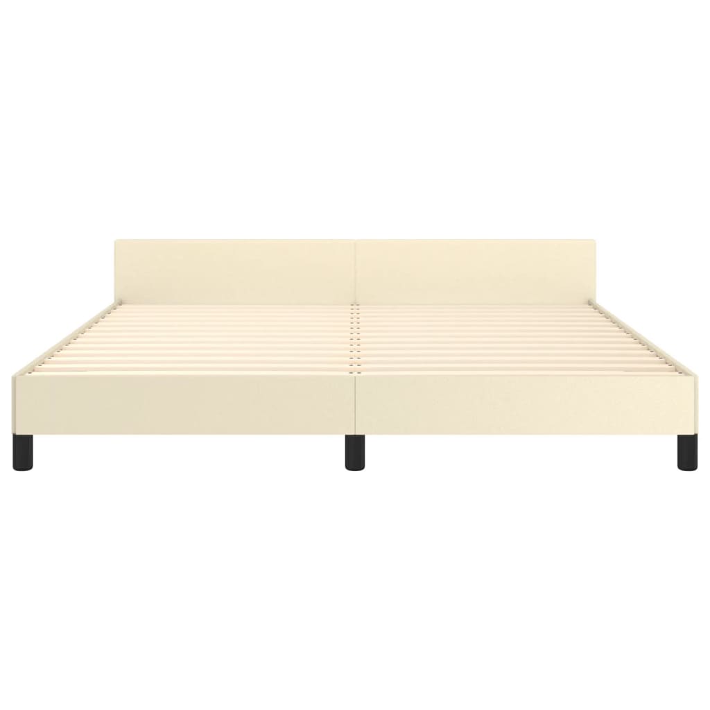 Okvir za krevet s uzglavljem krem 180x200 cm od umjetne kože