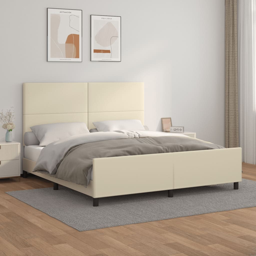 Okvir za krevet s uzglavljem krem 180x200 cm od umjetne kože