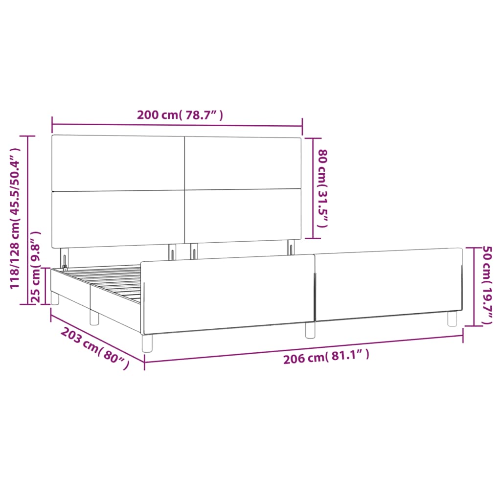Okvir za krevet s uzglavljem sivi 200x200 cm od umjetne kože