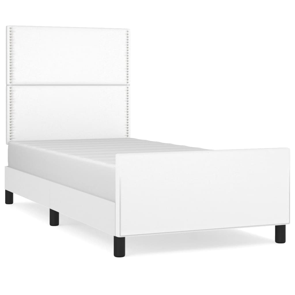 Okvir za krevet s uzglavljem bijeli 100x200 cm od umjetne kože