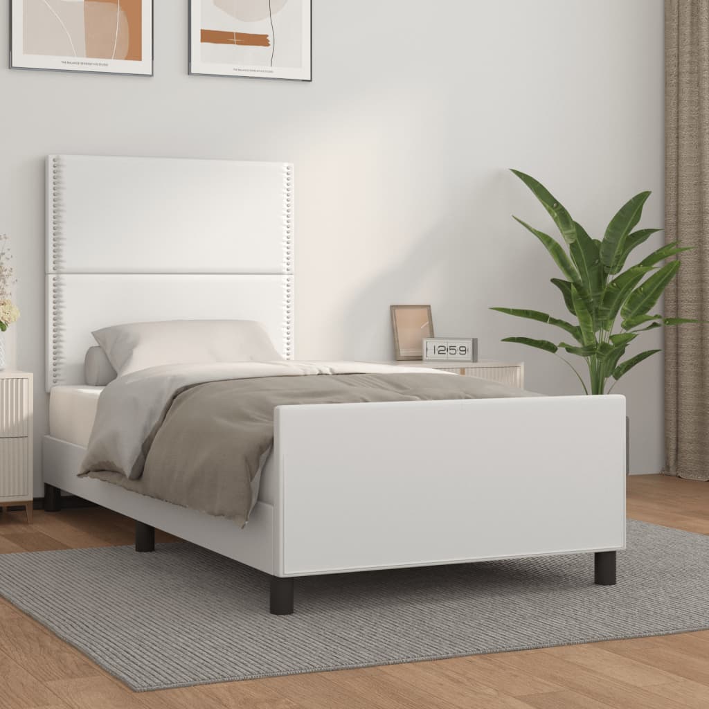 Okvir za krevet s uzglavljem bijeli 100x200 cm od umjetne kože