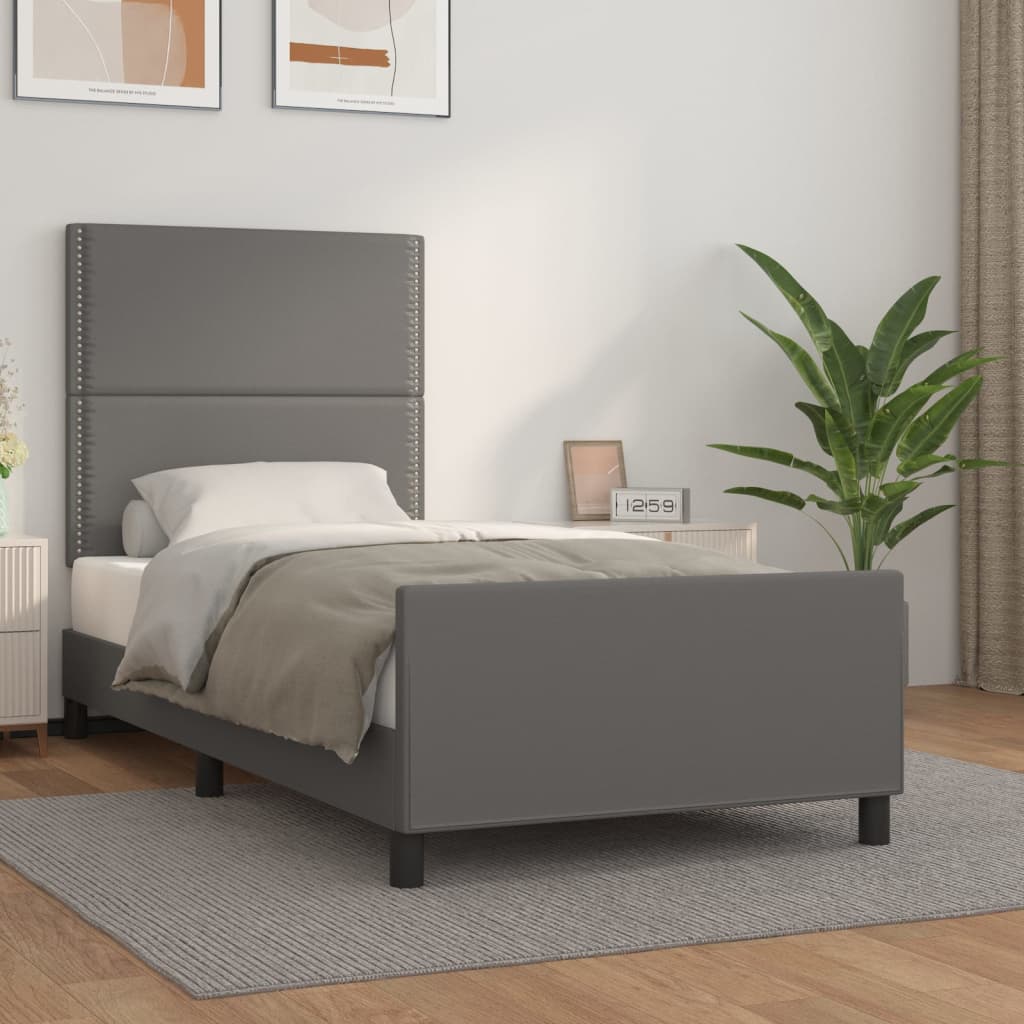 Okvir za krevet s uzglavljem sivi 100x200 cm od umjetne kože