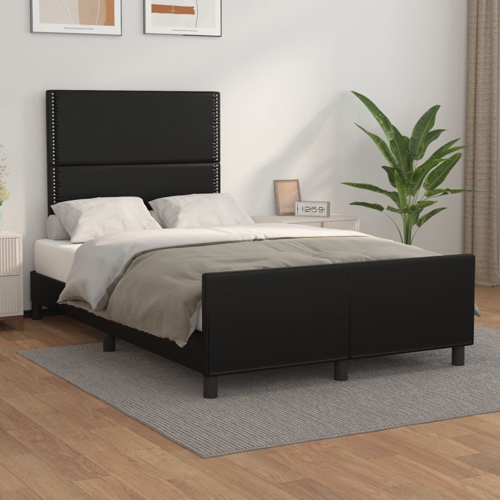Okvir za krevet s uzglavljem crni 120 x 200 cm od umjetne kože